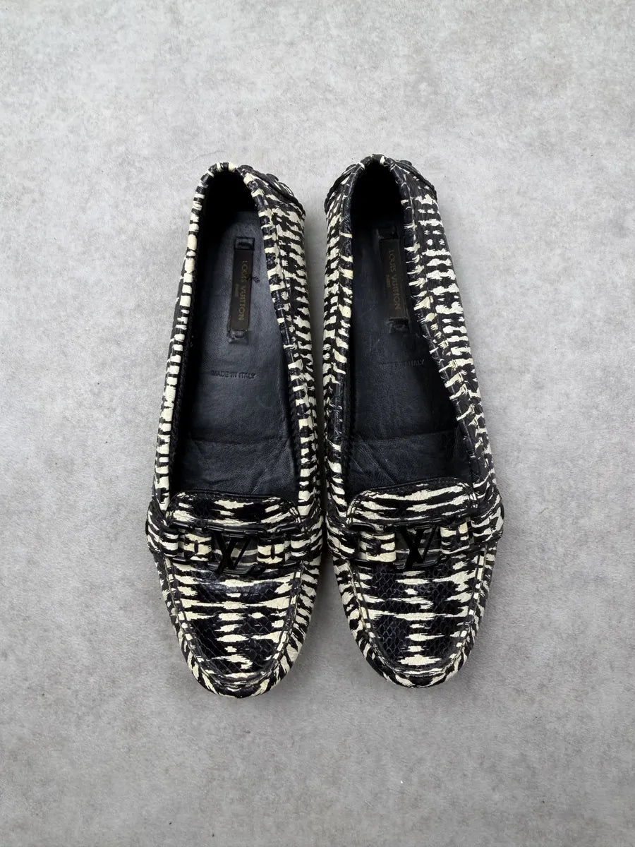 Louis Vuitton Black and BeigeZebra  Leather Striped Loafers luEQSaU 3