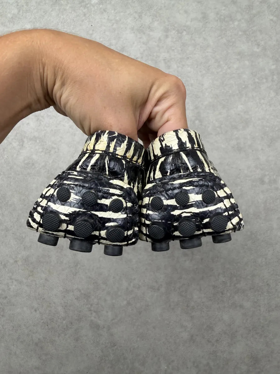 Louis Vuitton Black and BeigeZebra  Leather Striped Loafers luEQSaU 5