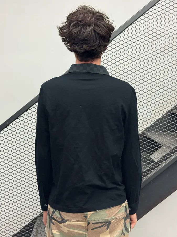 Louis Vuitton Black Cotton Damier Collar Longsleeves Polo afZgeDk 2