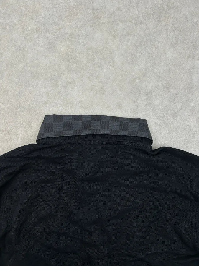 Louis Vuitton Black Cotton Damier Collar Longsleeves Polo afZgeDk 5