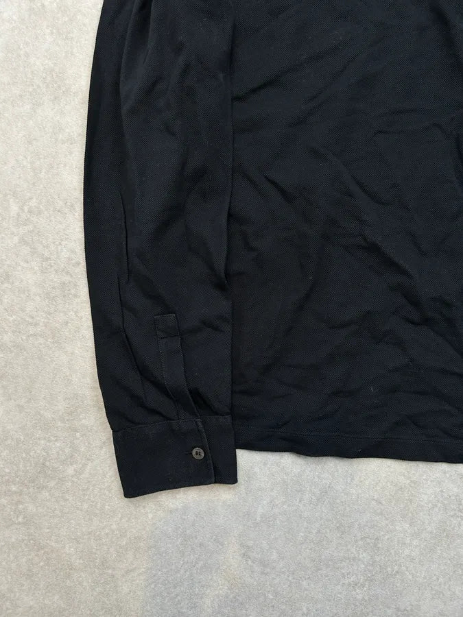 Louis Vuitton Black Cotton Damier Collar Longsleeves Polo afZgeDk 6
