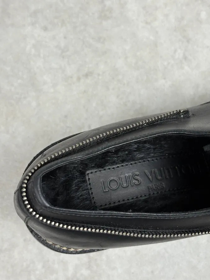 Louis Vuitton Black Damier Leather Classy Derby Boots tjUaInL 7