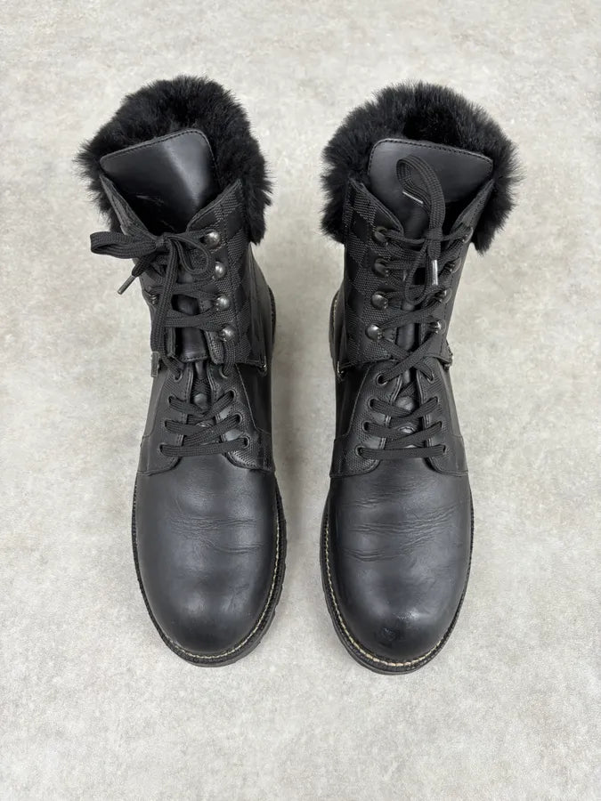 Louis Vuitton Black Damier Leather Classy Derby Boots tjUaInL 2