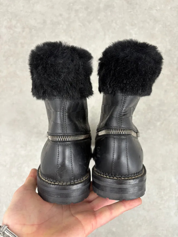 Louis Vuitton Black Damier Leather Classy Derby Boots tjUaInL 6
