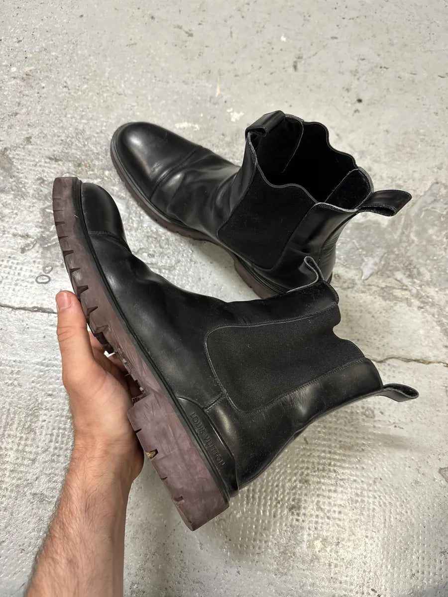 Louis Vuitton Black Leather Ankle Boots mrTCOio 9