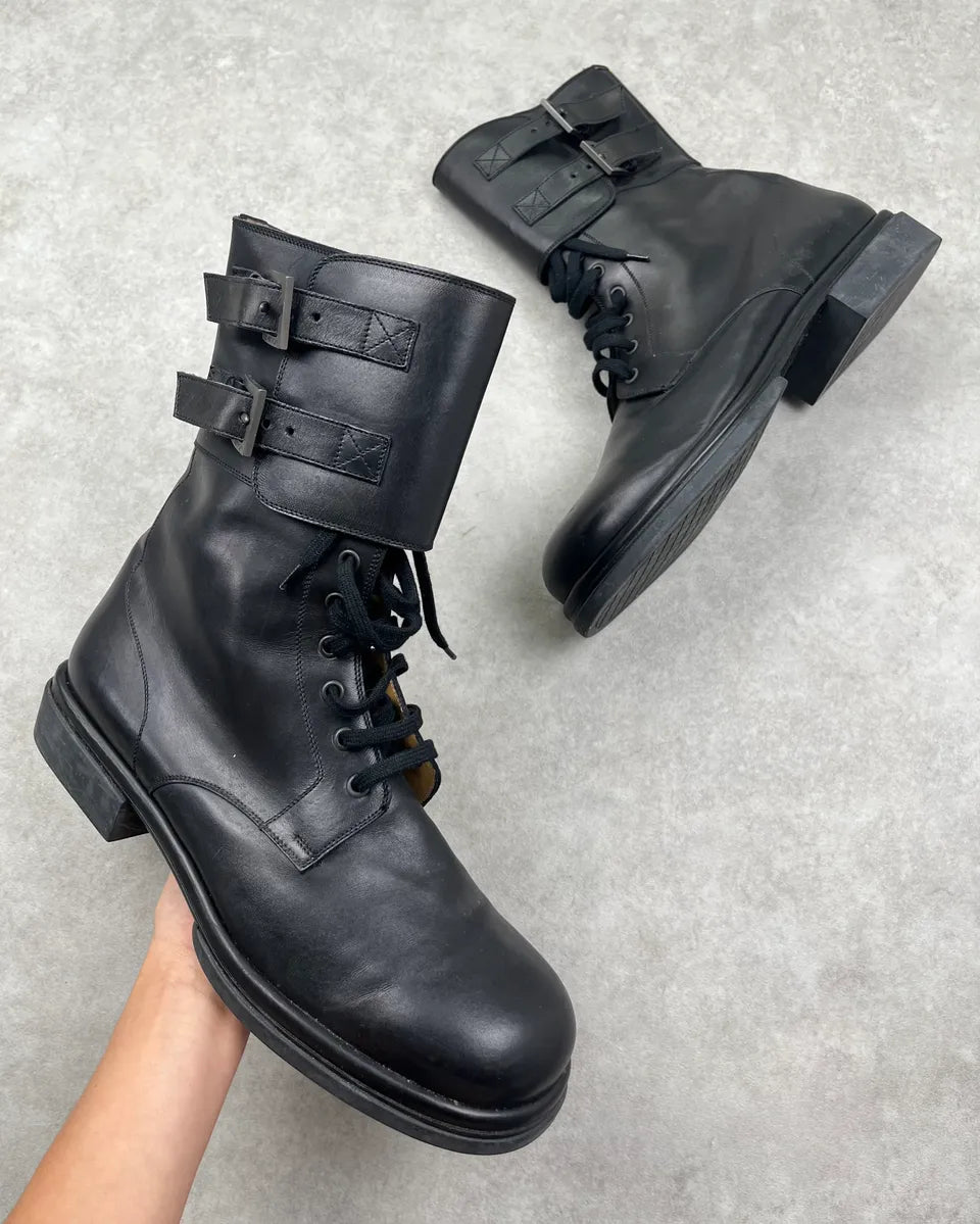 Louis Vuitton Black Leather Buckle Strap Boots okVsqMm 0