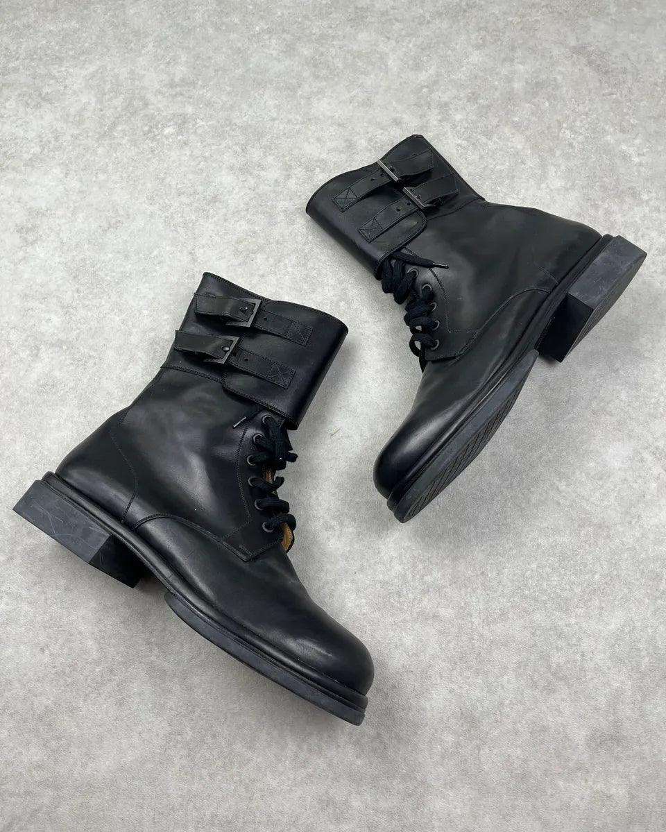 Louis Vuitton Black Leather Buckle Strap Boots okVsqMm 1