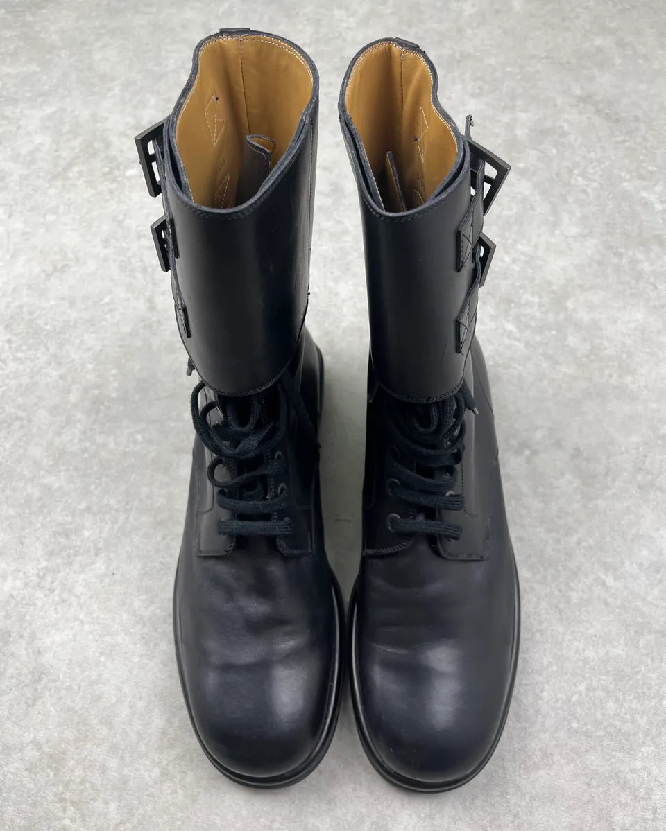 Louis Vuitton Black Leather Buckle Strap Boots okVsqMm 5