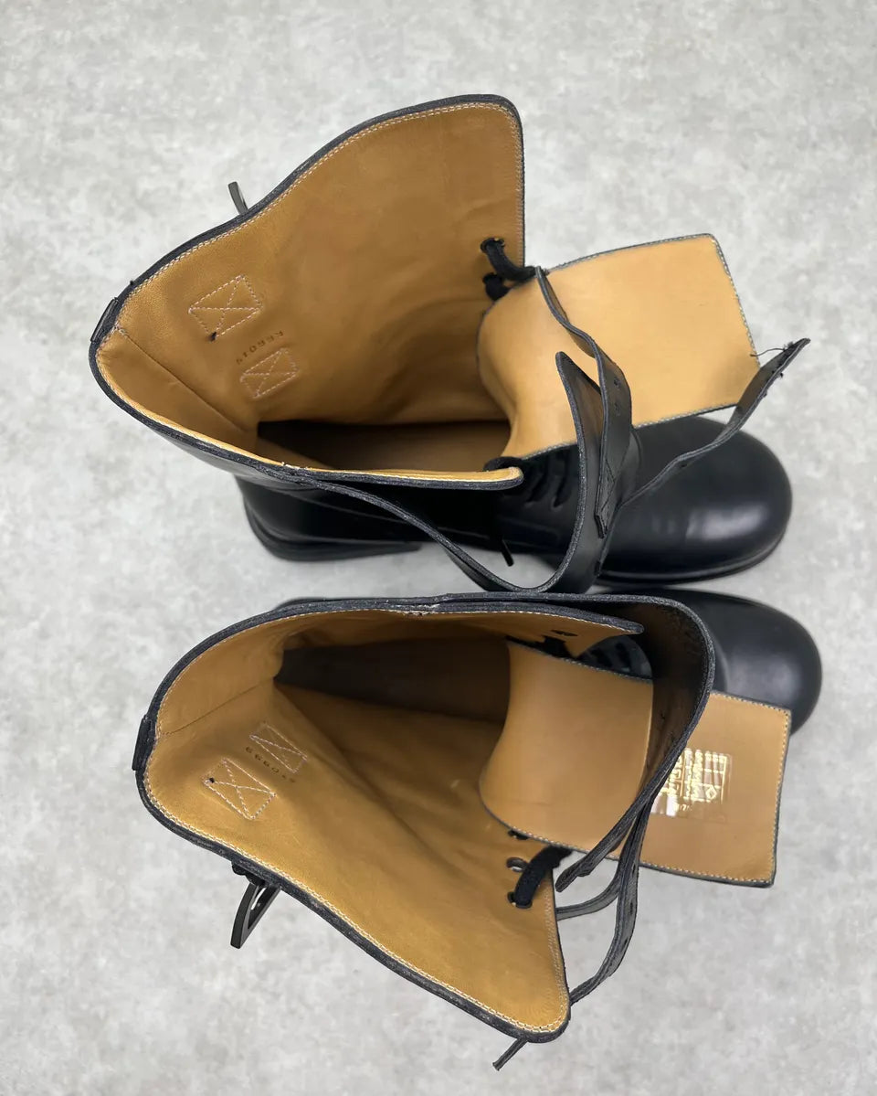 Louis Vuitton Black Leather Buckle Strap Boots okVsqMm 7