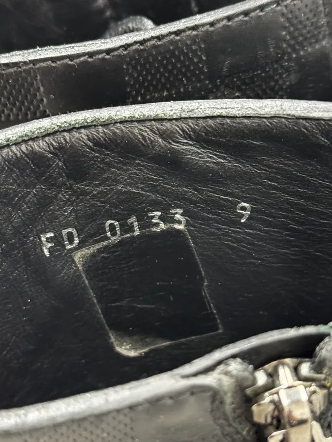 Louis Vuitton Black Leather Damier Clash Combat Boots kGOgFkA 6