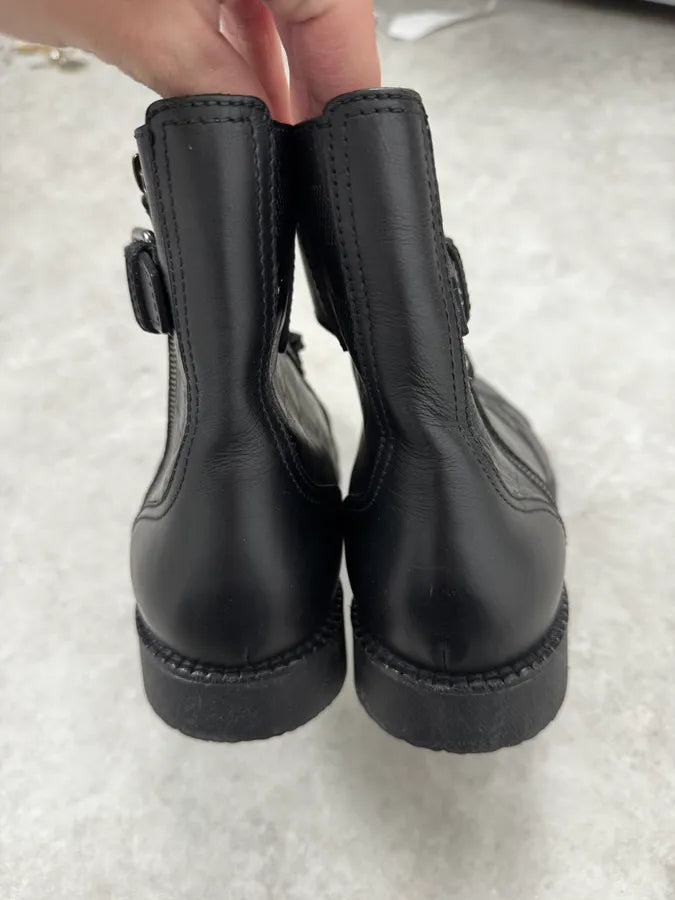 Louis Vuitton Black Leather Damier Clash Combat Boots kGOgFkA 4