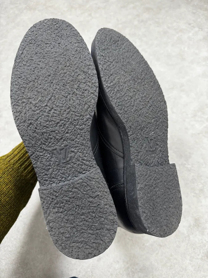 Louis Vuitton Black Leather Damier Clash Combat Boots kGOgFkA 5