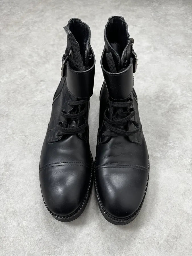 Louis Vuitton Black Leather Damier Clash Combat Boots kGOgFkA 2