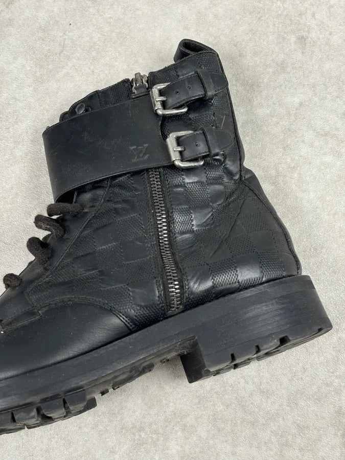 Louis Vuitton Black Leather Damier Lace-Up Boots KDyNTCA 12