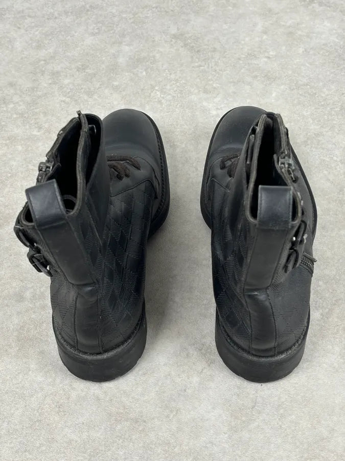 Louis Vuitton Black Leather Damier Lace-Up Boots KDyNTCA 8