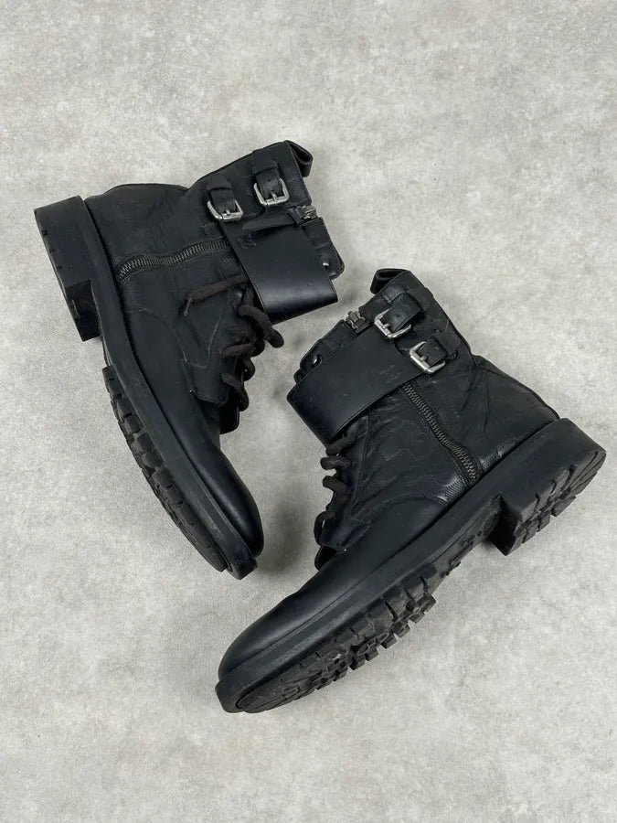 Louis Vuitton Black Leather Damier Lace-Up Boots KDyNTCA 5