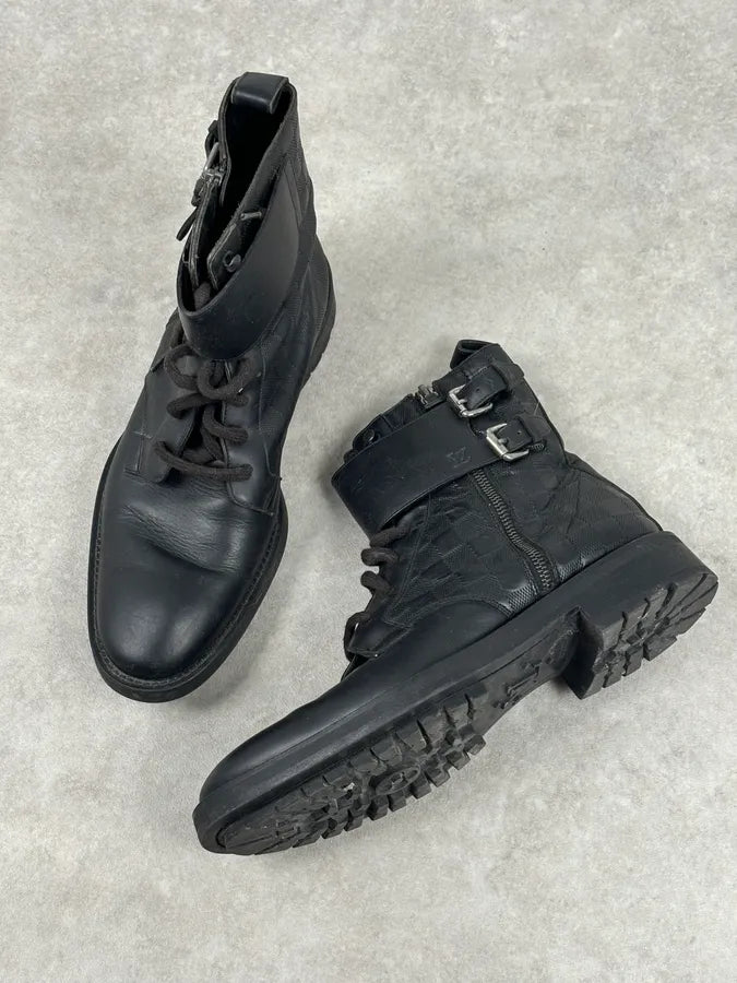 Louis Vuitton Black Leather Damier Lace-Up Boots KDyNTCA 3