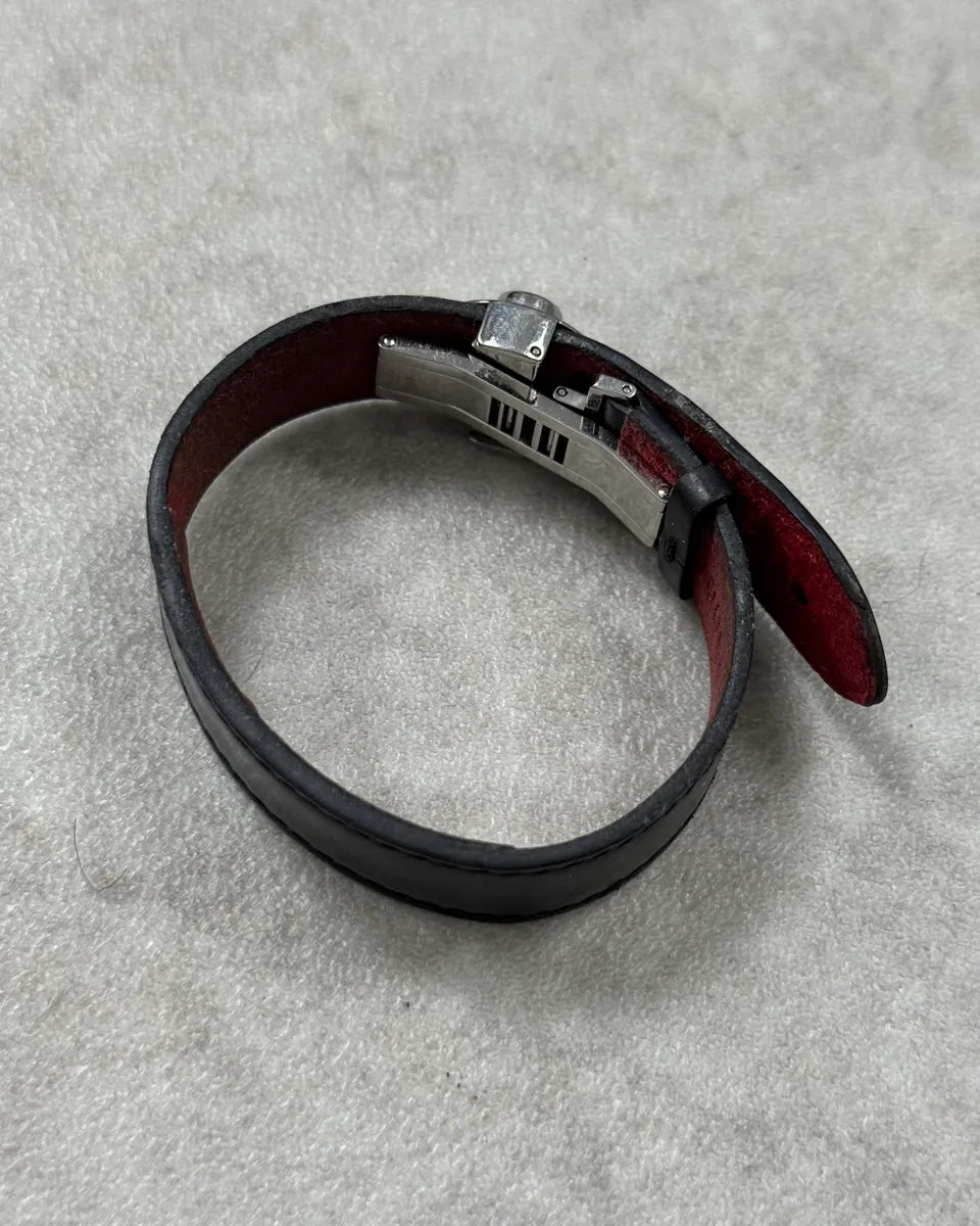 Louis Vuitton Black Leather Flower Monogram Bracelet  zQaKdps 4