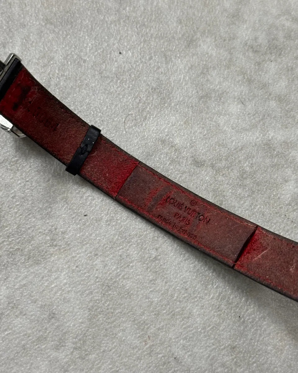 Louis Vuitton Black Leather Flower Monogram Bracelet  zQaKdps 7