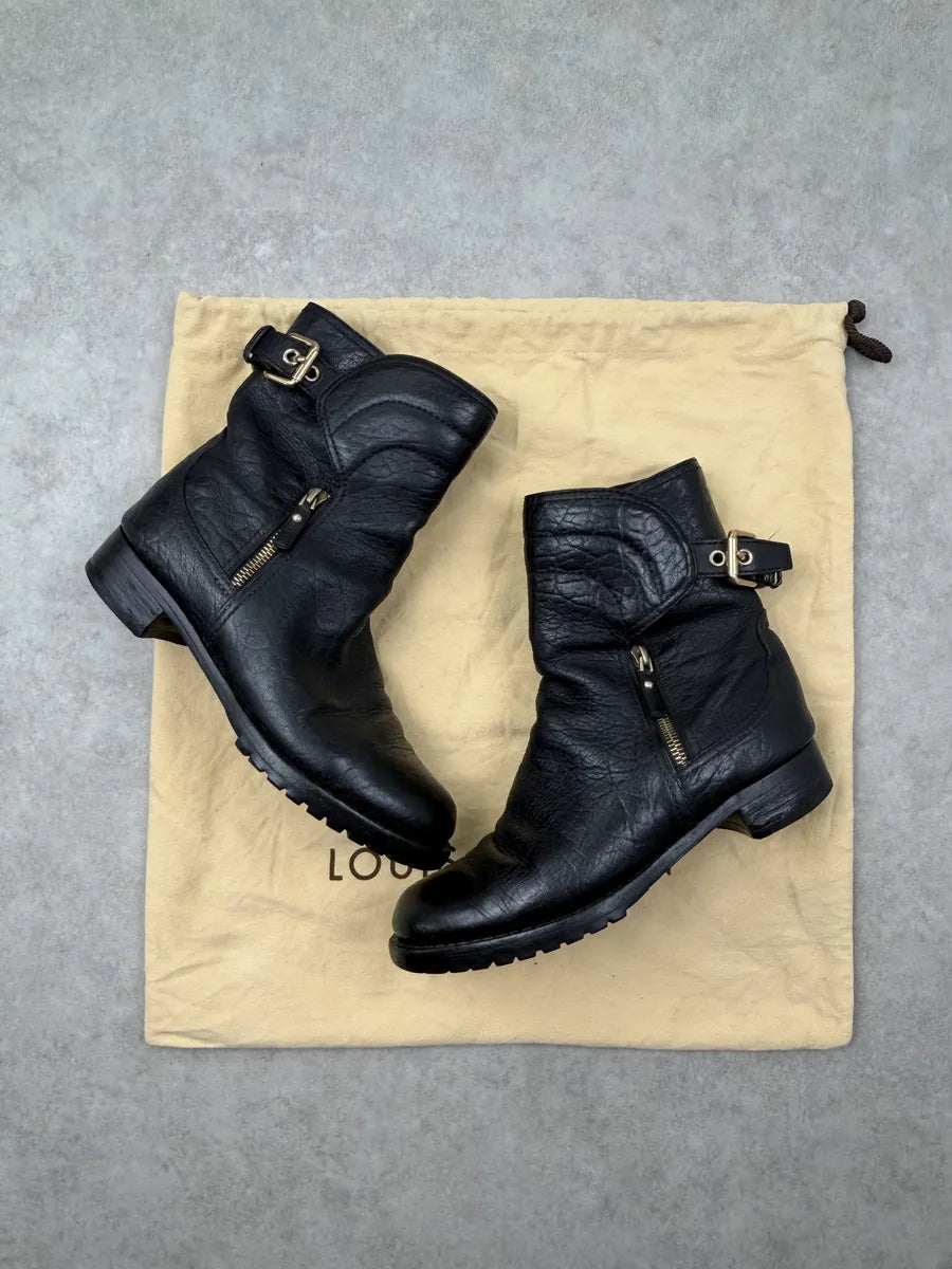 Louis Vuitton Black Leather Gold Hardware Ankle Boots zgFyUjq 1