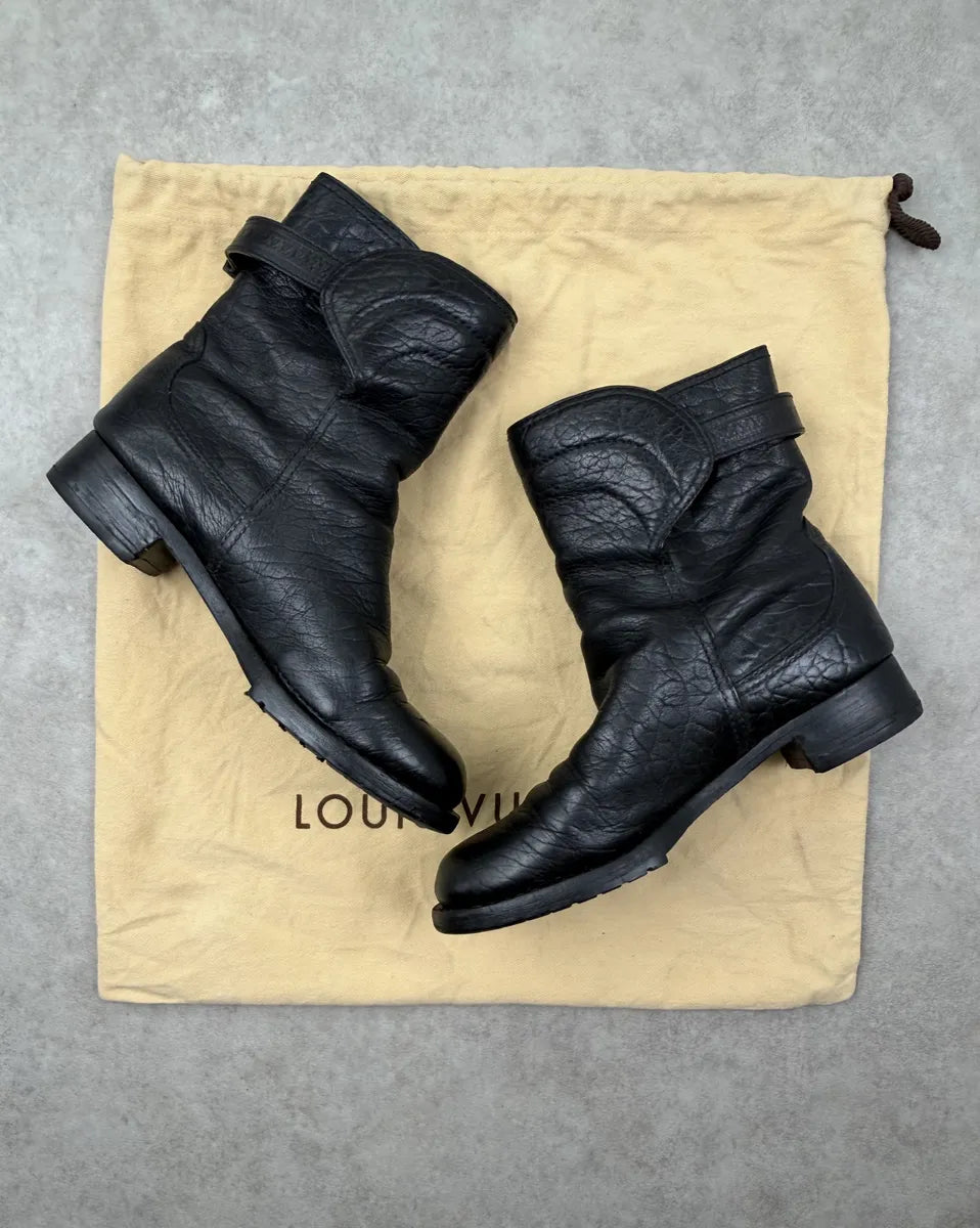 Louis Vuitton Black Leather Gold Hardware Ankle Boots zgFyUjq 2