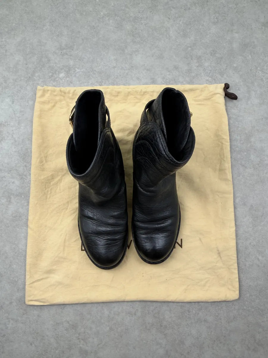 Louis Vuitton Black Leather Gold Hardware Ankle Boots zgFyUjq 3