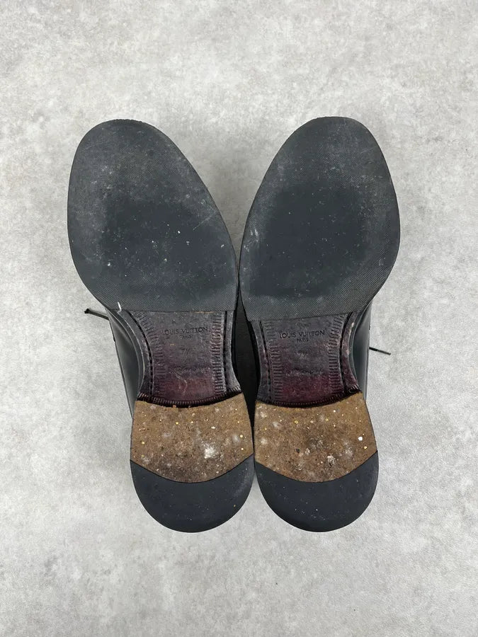 Louis Vuitton Black Leather Lace-Up Loafers MVkKBZb 5