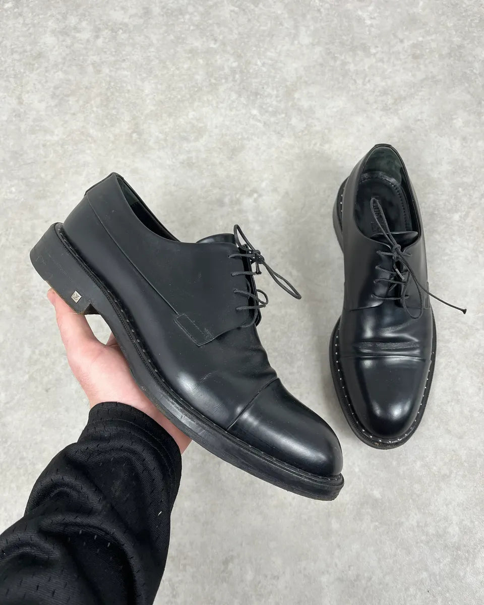 Louis Vuitton Black Leather Lace-Up Loafers MVkKBZb 0