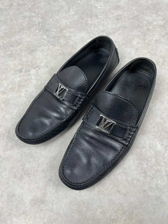 Louis Vuitton Black Leather Penny Loafers RgTozOd 0