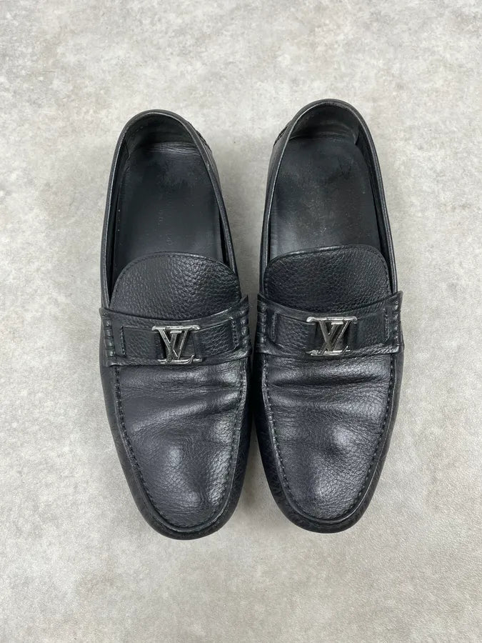 Louis Vuitton Black Leather Penny Loafers RgTozOd 2