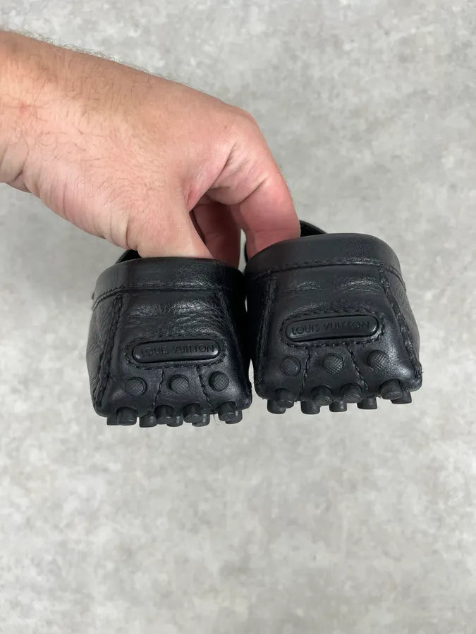 Louis Vuitton Black Leather Penny Loafers RgTozOd 5
