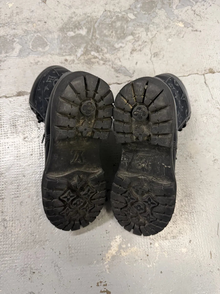 Louis Vuitton Black Leather Ranger Combat Boots rreMIhU 6
