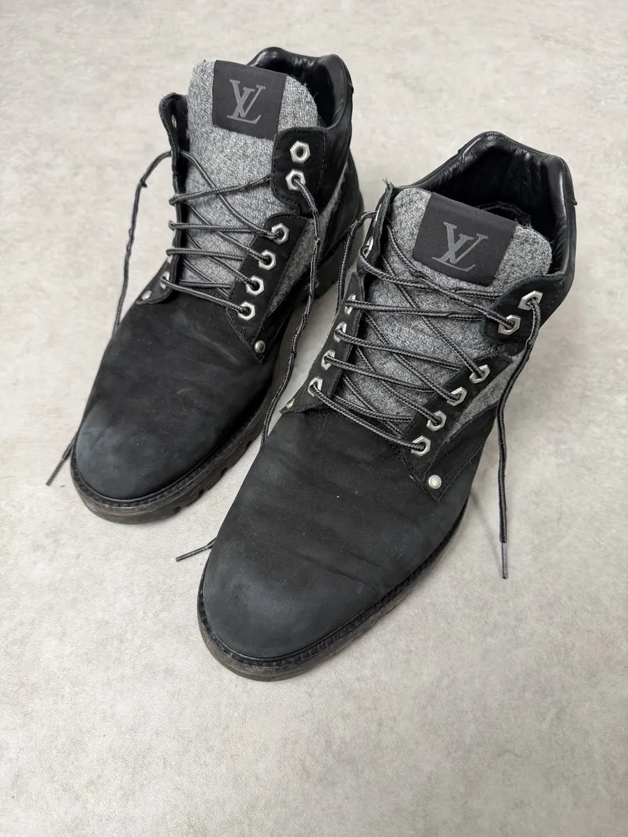 Louis Vuitton Black Suede Leather Boots iSfskQB 1