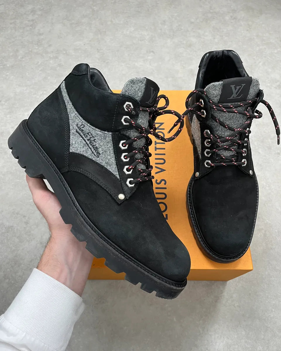 Louis Vuitton Black Suede Leather Boots gZHMwvY 0