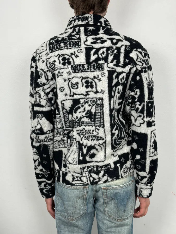 AW2022 Louis Vuitton Black Wool LV Comics Trucker Jacket by Virgil Abloh  zwnXikv 2