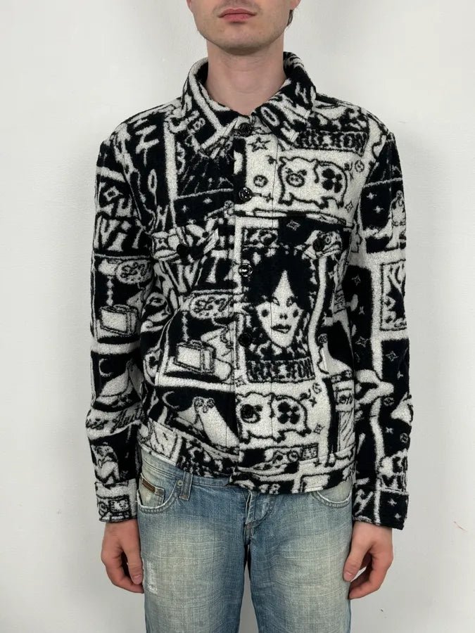 AW2022 Louis Vuitton Black Wool LV Comics Trucker Jacket by Virgil Abloh  zwnXikv 1