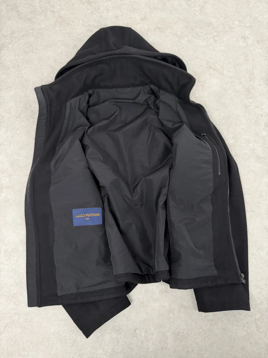 Louis Vuitton Black Wool Premium Hooded LV Jacket UnUDHbB 7