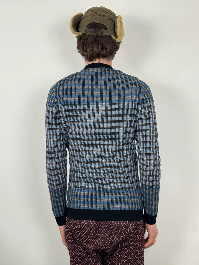 Louis Vuitton Blue Checkered Contemporary Sweater GQBuSFN 2