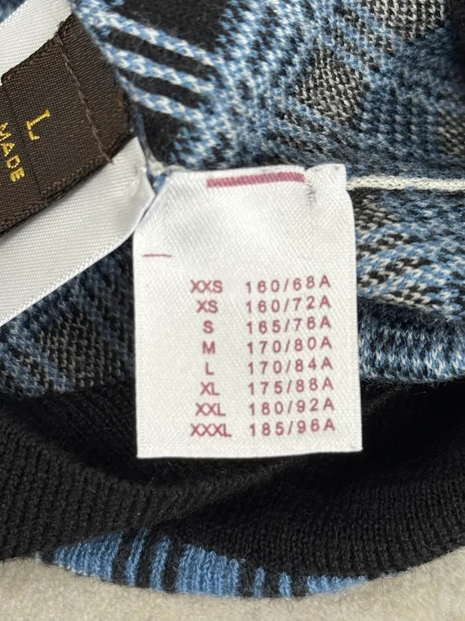 Louis Vuitton Blue Checkered Contemporary Sweater GQBuSFN 9