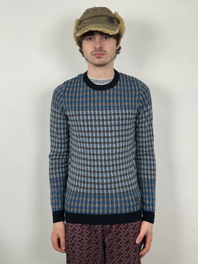 Louis Vuitton Blue Checkered Contemporary Sweater GQBuSFN 1