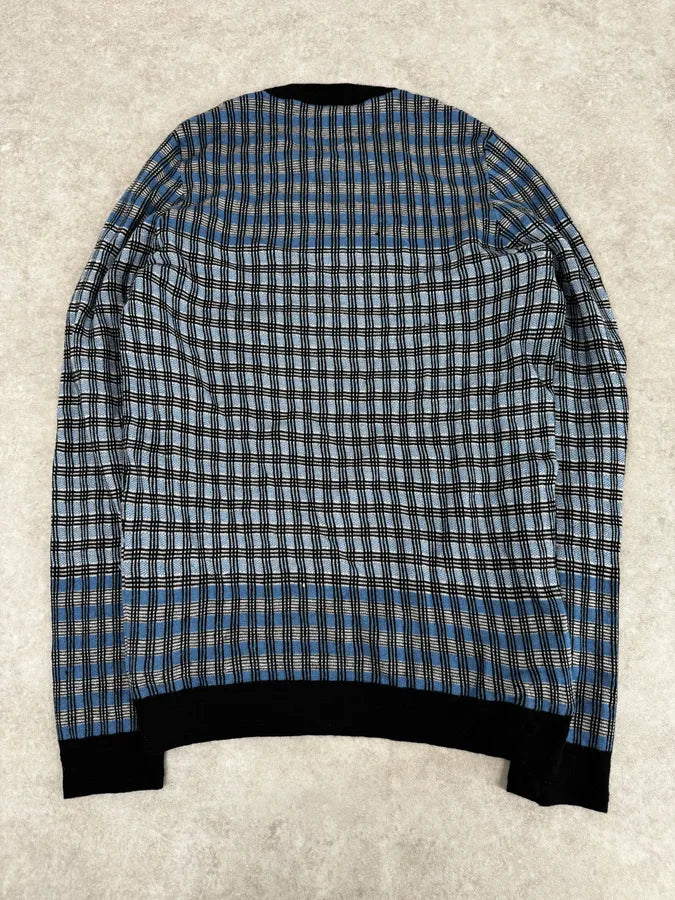 Louis Vuitton Blue Checkered Contemporary Sweater GQBuSFN 3