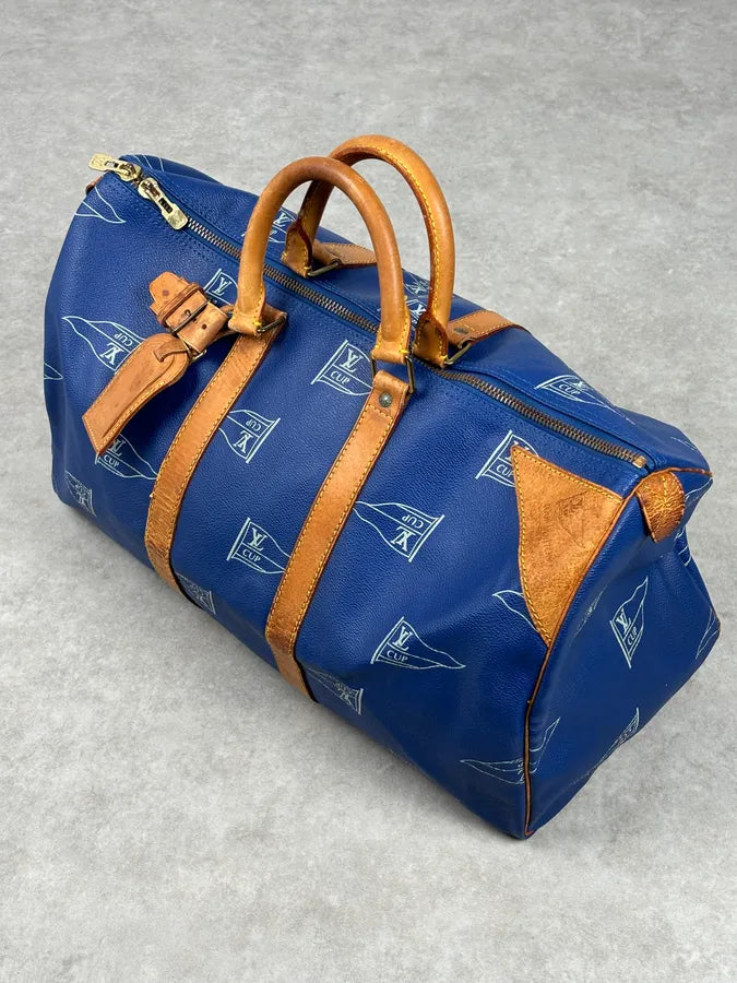 1992 Louis Vuitton LV Cup Falgs Keepall 45 Blue Regatta Blue Leather Travel Bag  fCZYfeS 4