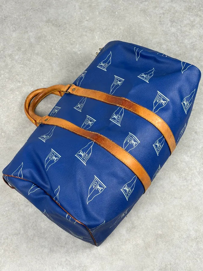 1992 Louis Vuitton LV Cup Falgs Keepall 45 Blue Regatta Blue Leather Travel Bag  fCZYfeS 7