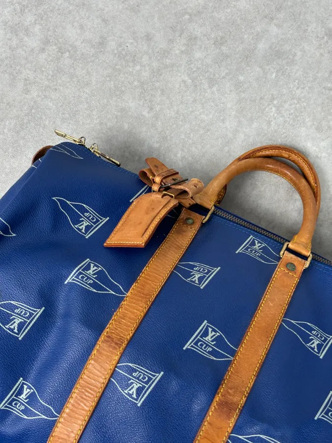 1992 Louis Vuitton LV Cup Falgs Keepall 45 Blue Regatta Blue Leather Travel Bag  fCZYfeS 10
