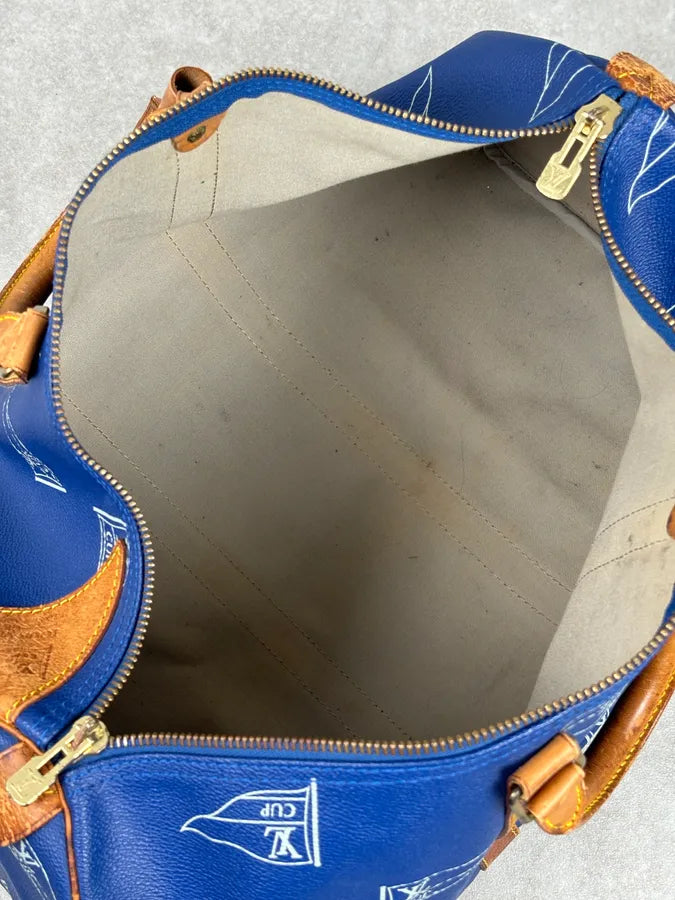 1992 Louis Vuitton LV Cup Falgs Keepall 45 Blue Regatta Blue Leather Travel Bag  fCZYfeS 18