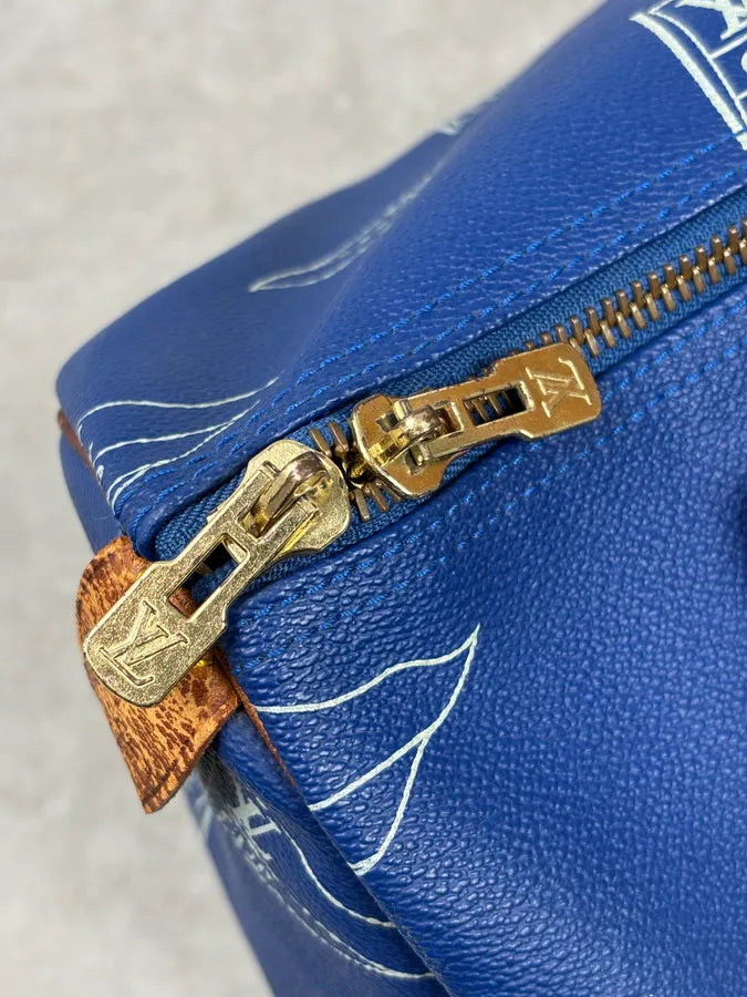 1992 Louis Vuitton LV Cup Falgs Keepall 45 Blue Regatta Blue Leather Travel Bag  fCZYfeS 13
