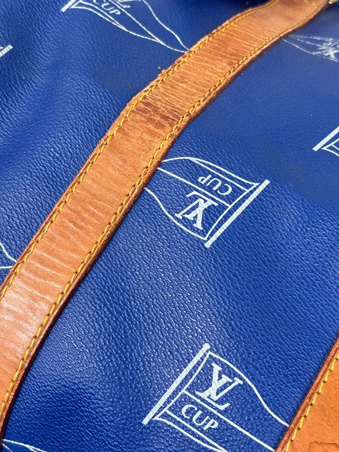 1992 Louis Vuitton LV Cup Falgs Keepall 45 Blue Regatta Blue Leather Travel Bag  fCZYfeS 12