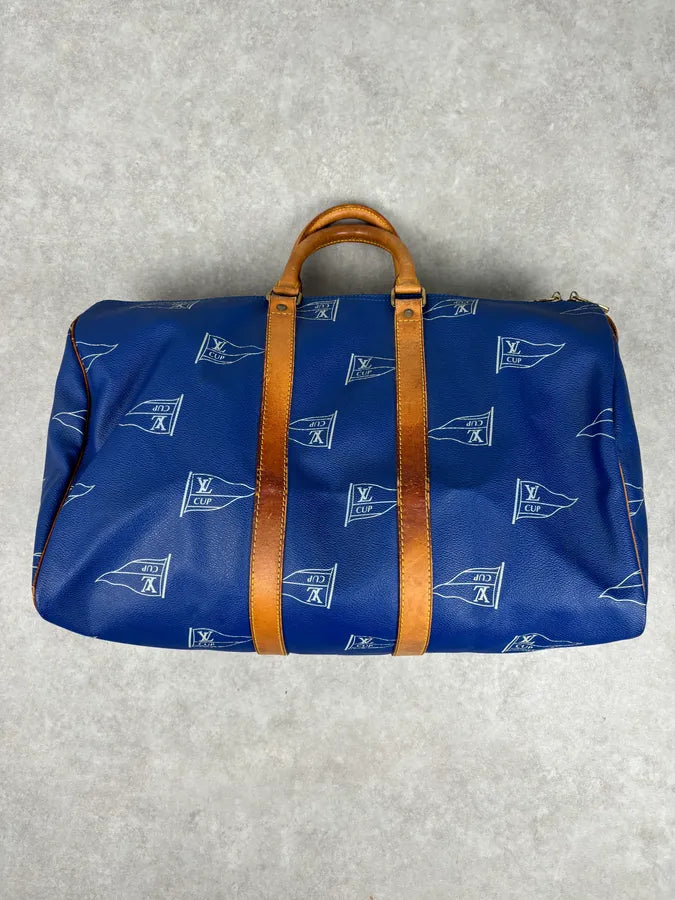 1992 Louis Vuitton LV Cup Falgs Keepall 45 Blue Regatta Blue Leather Travel Bag  fCZYfeS 6