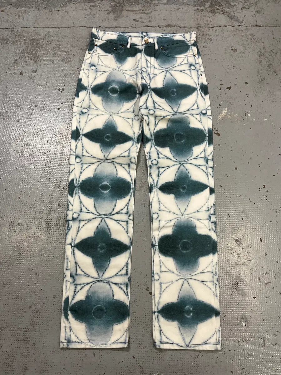 Louis Vuitton Blurred Logo Cream & Blue Pants TlSqPYB 0