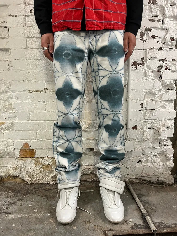 Louis Vuitton Blurred Logo Cream & Blue Pants TlSqPYB 1